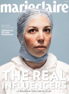 Mexican Marie Claire magazine shows a nurse with marks on her face left by the masks she was wearing to work during the pandemic